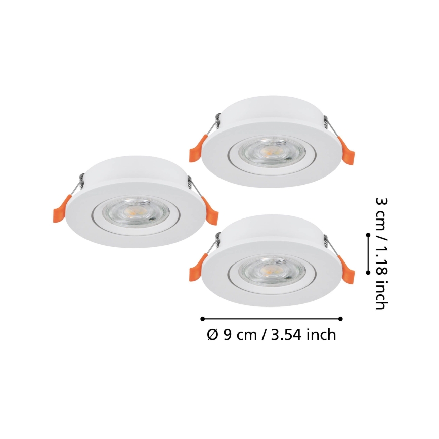 Eglo - komplekts 3x iebūvējamie LED griestu prožektori LED/4,8W/230V 2700/4000/6500K balti