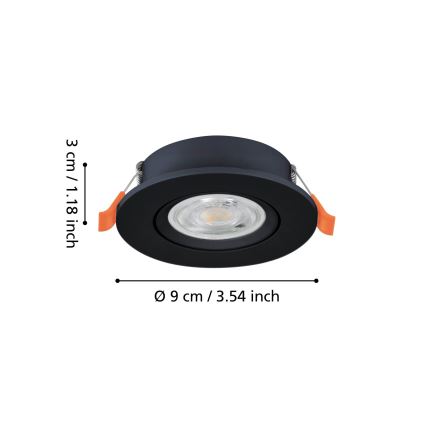 Eglo - LED ieliekamais virziena gaismeklis LED/4,8W/230V 2700/4000/6500K melns