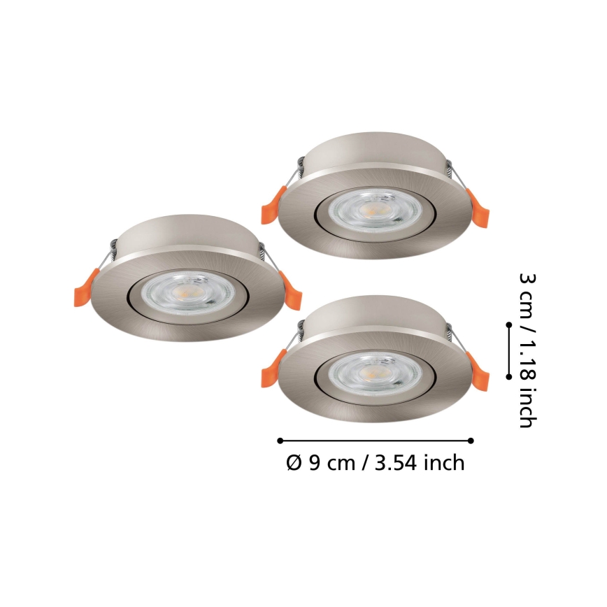 Eglo - Komplekts 3x LED iebūvējams griestu punktveida gaismeklis LED/4,8W/230V 2700/4000/6500K matēts hroms