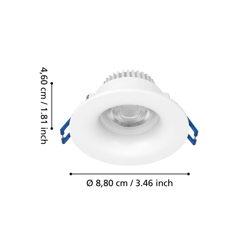 Eglo - LED iebūvējamais vannas istabas griestu gaismeklis LED/4,9 W/230 V, 2700/4000/6500 K (regulējama krāsu temperatūra), Ø 8,8 cm, IP65, balts