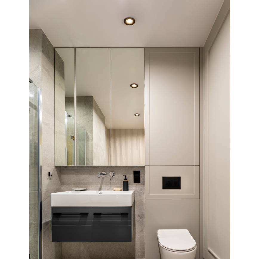 Eglo - komplekts 3× LED vannas istabas iebūvējamie griestu gaismekļi, 4,9 W, 230 V, 2700/4000/6500 K, Ø 8,8 cm, IP65, melni