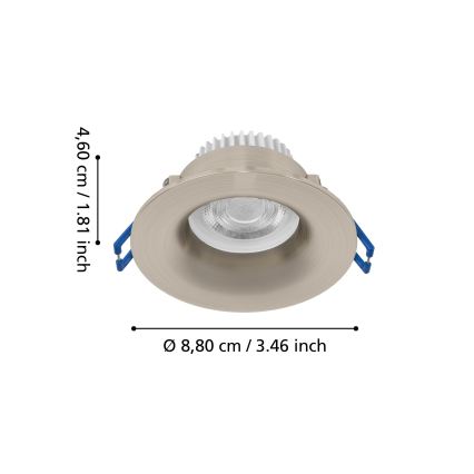 Eglo - LED vannas istabas iebūvējamais griestu gaismeklis LED/4,9W/230V 2700/4000/6500K Ø 8,8 cm IP65 matēts hroms