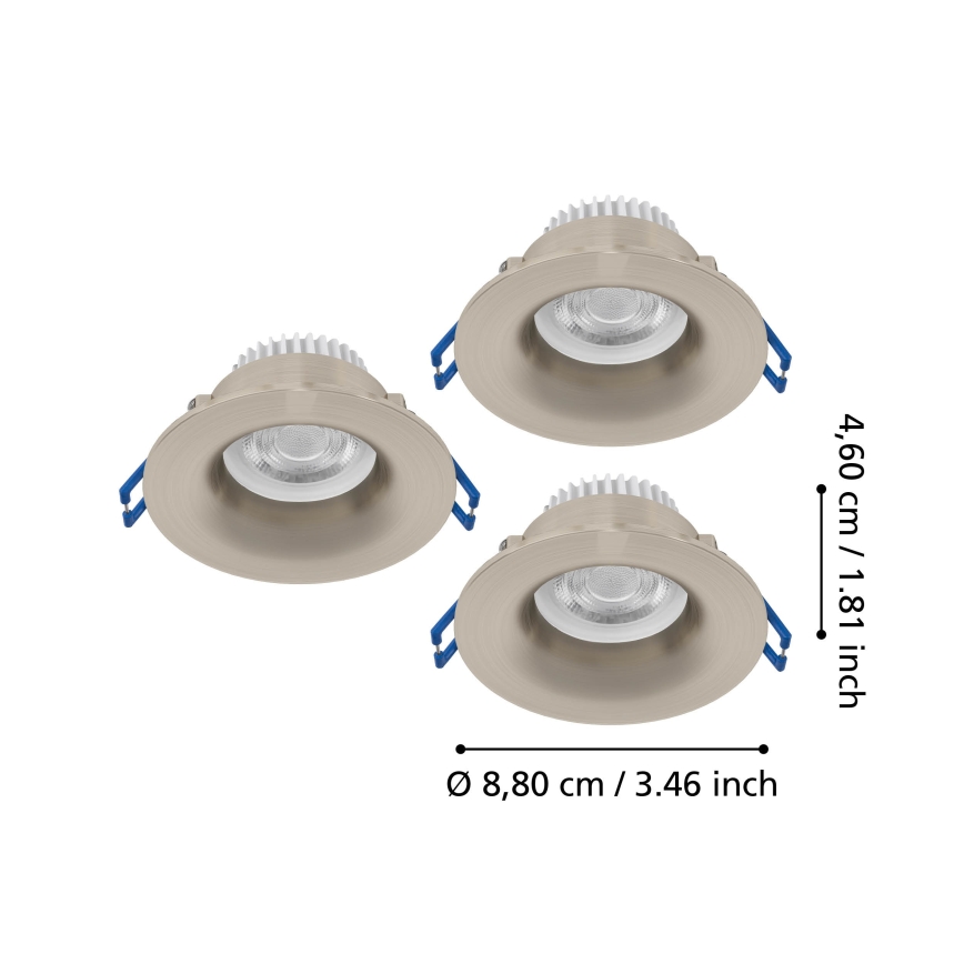 Eglo - Komplekts 3x LED vannas istabas iebūvējamais griestu gaismeklis LED/4,9W/230V 2700/4000/6500K Ø 8,8 cm IP65 matēts hroms