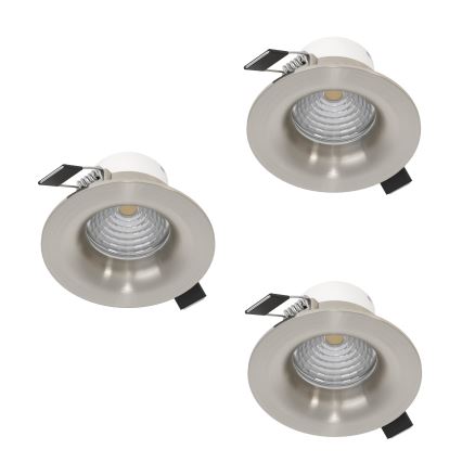 Eglo - Komplekts (3x) iebūvējami LED gaismekļi ar regulējamu spilgtumu LED/4,8W/230V Ø 8,8 cm matēts hroms