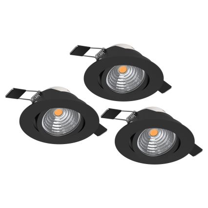 Eglo - Komplekts 3x LED dimējams iebūvējamais griestu gaismeklis LED/6,4W/230V Ø 8,8 cm melns
