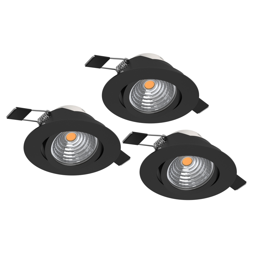 Eglo - Komplekts 3x LED dimējams iebūvējamais griestu gaismeklis LED/6,4W/230V Ø 8,8 cm melns