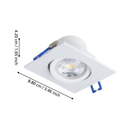 Eglo - komplekts 3x aptumšojami LED iebūvējamie griestu gaismekļi LED/4,8W/230V 8,8x8,8 cm balti