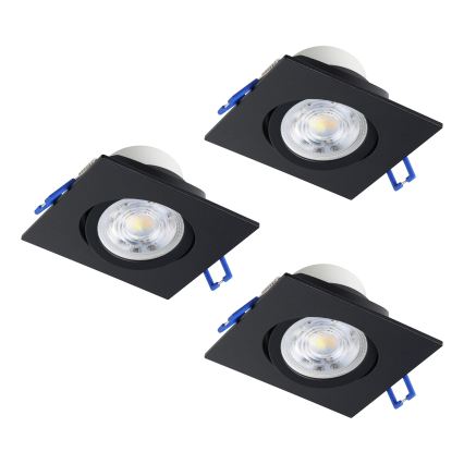 Eglo - komplekts 3x regulējami iebūvējamie LED gaismekļi, LED/4,8W/230V 8,8x8,8 cm, melni