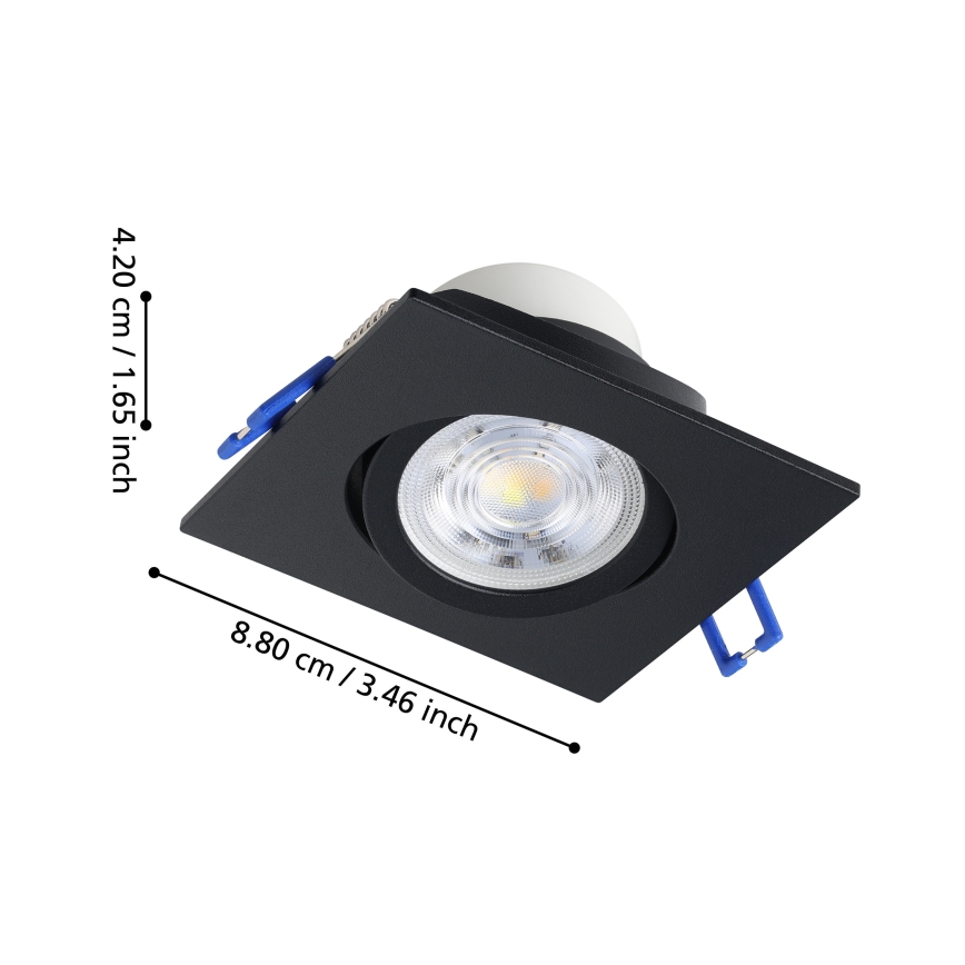 Eglo - komplekts 3x regulējami iebūvējamie LED gaismekļi, LED/4,8W/230V 8,8x8,8 cm, melni