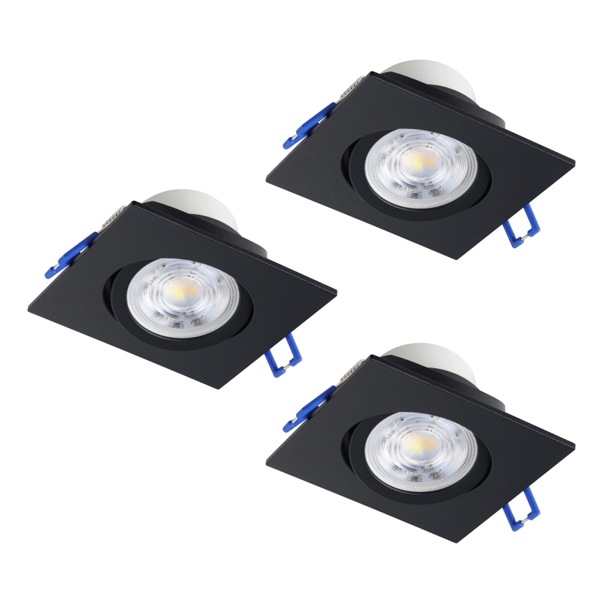 Eglo - Komplekts 3x dimējami iebūvējamie LED griestu gaismekļi LED/6,4W/230V 8,8x8,8 cm melni