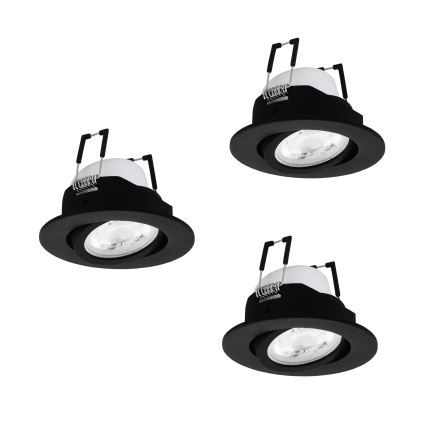 Eglo - komplekts 3x dimējami LED RGBW iebūvējamie griestu gaismekļi LED/4,7W/230V 2700-6500K melni