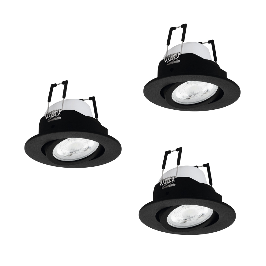Eglo - komplekts 3x dimējami LED RGBW iebūvējamie griestu gaismekļi LED/4,7W/230V 2700-6500K melni
