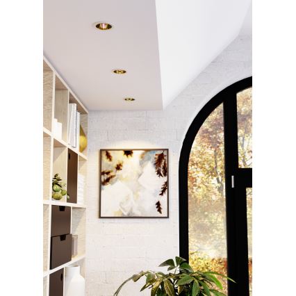 Eglo - LED RGBW dimējams vannasistabas iebūvējamais griestu gaismeklis LED/4,8W/230V 2700-6500K IP44 balts/zelts