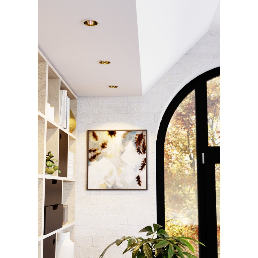 Eglo - LED RGBW dimējams vannasistabas iebūvējamais griestu gaismeklis LED/4,8W/230V 2700-6500K IP44 balts/zelts