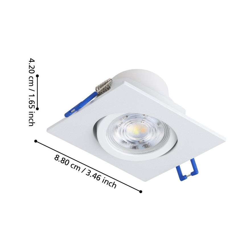 Eglo - KOMPLEKTS 3x dimmējami iebūvējamie LED griestu gaismekļi LED/6,4W/230V 8,8x8,8 cm balti