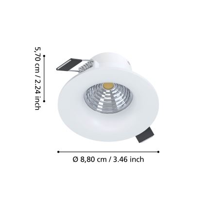 Eglo - LED dimējams iebūvējamais griestu gaismeklis LED/6,4W/230V Ø 8,8 cm balts
