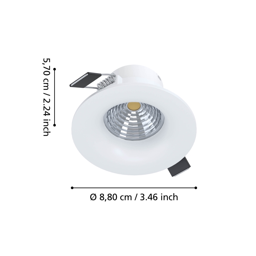 Eglo - LED dimējams iebūvējamais griestu gaismeklis LED/6,4W/230V Ø 8,8 cm balts