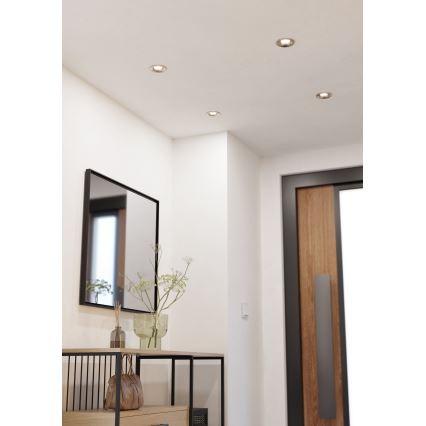 Eglo - 3x LED komplekts spilgtuma regulējams iebūvējamais griestu gaismeklis LED/6,4W/230V diam. 8,8 cm matēts hroms