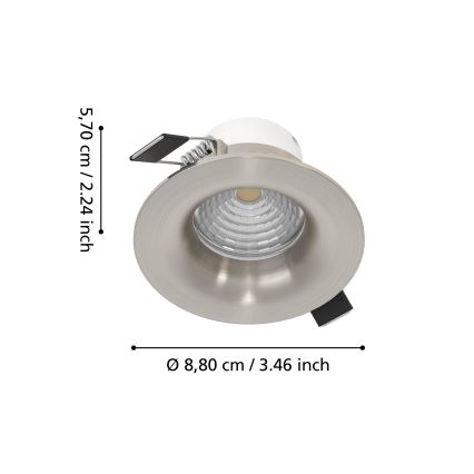 Eglo - 3x LED komplekts spilgtuma regulējams iebūvējamais griestu gaismeklis LED/6,4W/230V diam. 8,8 cm matēts hroms
