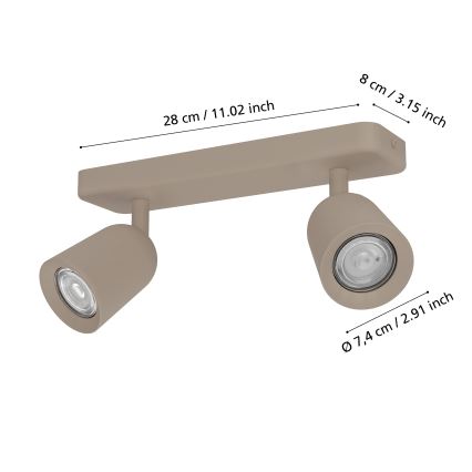 Eglo - Virziena gaismeklis 2xGU10/10W/230V bēšs