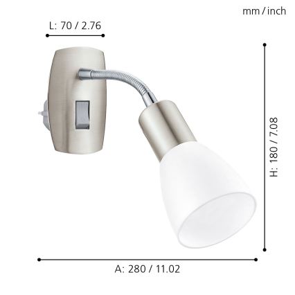 Eglo - sienas lampiņa kontaktligzdai 1xE14/5W/230V matēts hroms