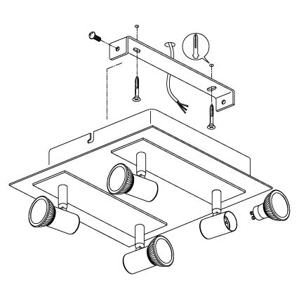 EGLO 90916 - Griestu gaismeklis ROTTELO 4xGU10/LED/3W