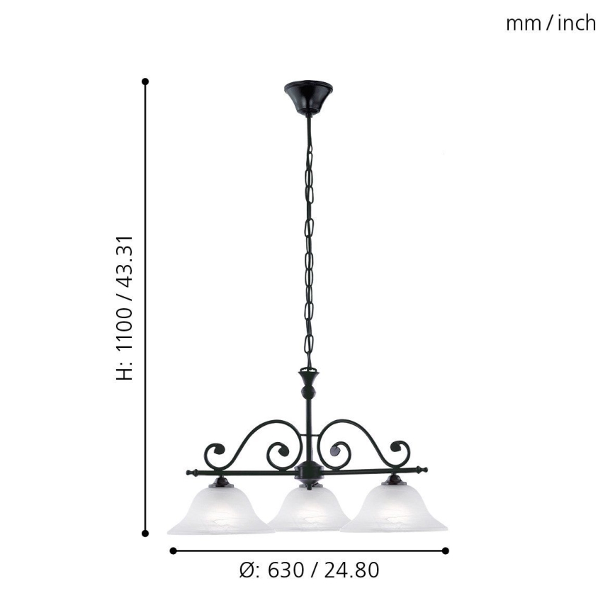 Eglo - Lustra ar ķēdi 3xE27/60W/230V