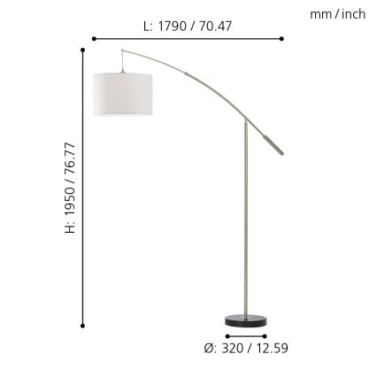 Eglo 92206 - Grīdas stāvlampa NADINA 1xE27/60W/230V