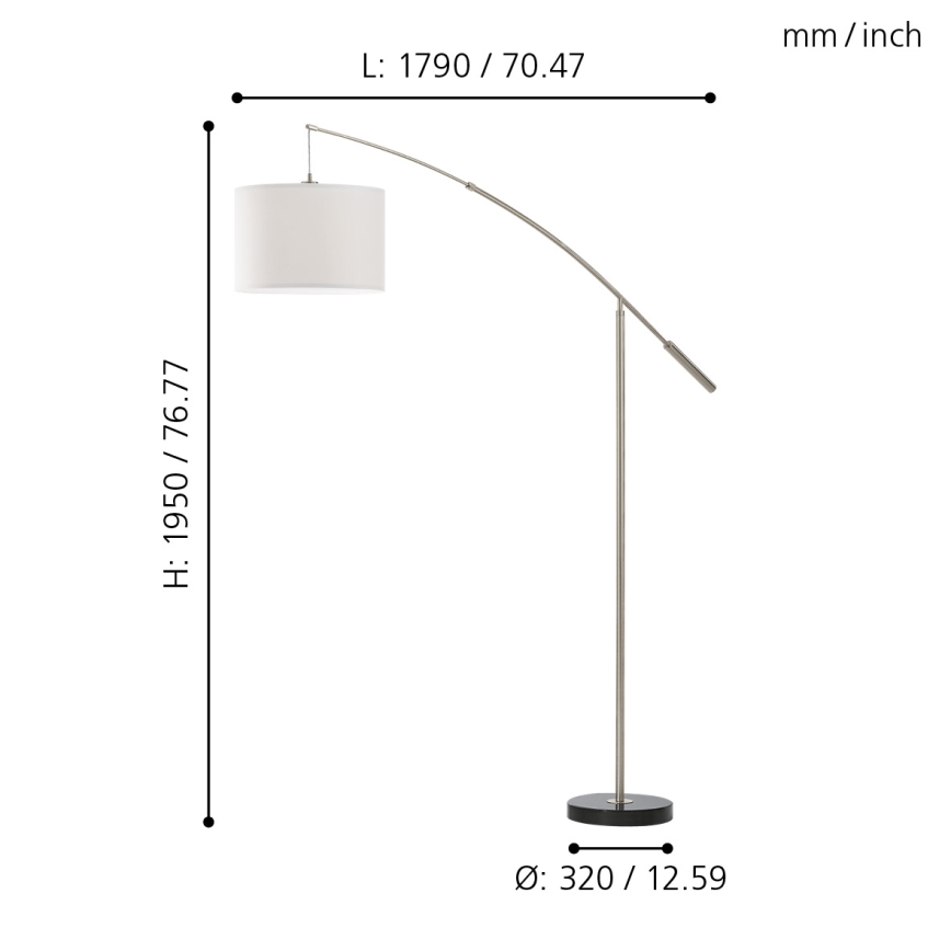 Eglo 92206 - Grīdas stāvlampa NADINA 1xE27/60W/230V