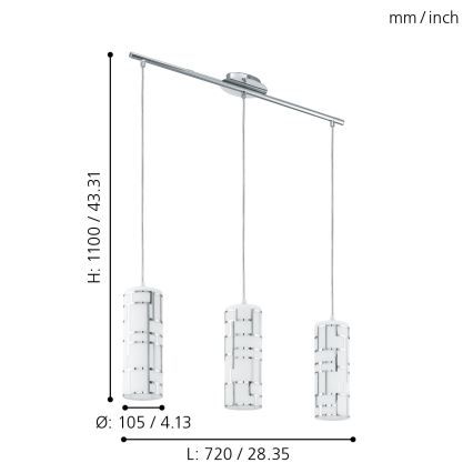 Eglo - Lustra ar auklu 3xE27/60W/230V