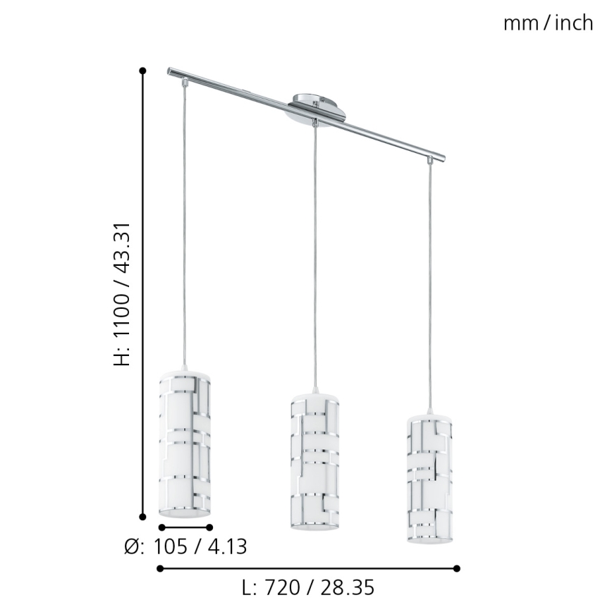 Eglo - Lustra ar auklu 3xE27/60W/230V