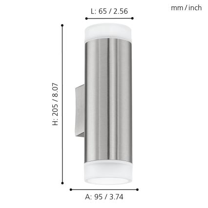 Eglo - Āra sienas gaismeklis LED GU10/2.5W/230V