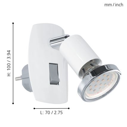 Eglo - LED kontaktligzdas lampa 1xGU10-LED/3W/230V