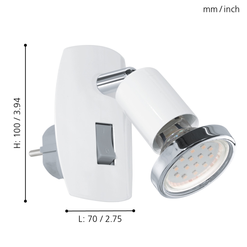 Eglo - LED kontaktligzdas lampa 1xGU10-LED/3W/230V