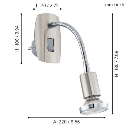 Eglo - LED Kontaktligzdas lampa 1xGU10-LED/3W/230V