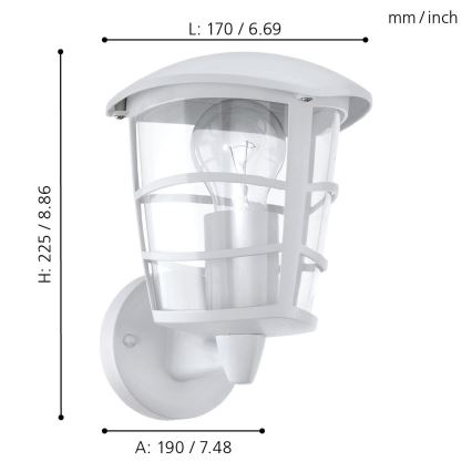 Eglo - LED Āra sienas gaismeklis 1xE27/8,5W/230V IP44