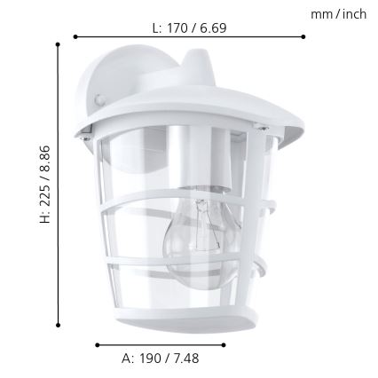 Eglo - LED Āra sienas gaismeklis 1xE27/8,5W/230V IP44