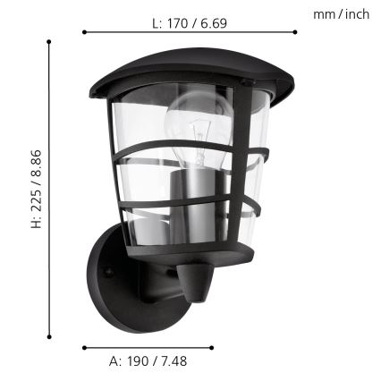 Eglo - LED Āra sienas gaismeklis 1xE27/8,5W/230V IP44