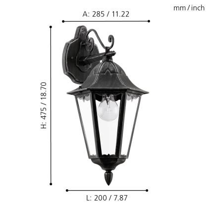 Eglo - Āra sienas lampa 1xE27/60W/230V IP44