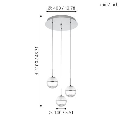 Eglo - LED lustra 3xLED/5W/230V