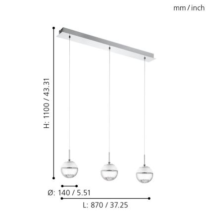 Eglo 93784 - LED piekarams gaismeklis MONTEFIO 1 3xLED/5W/230V