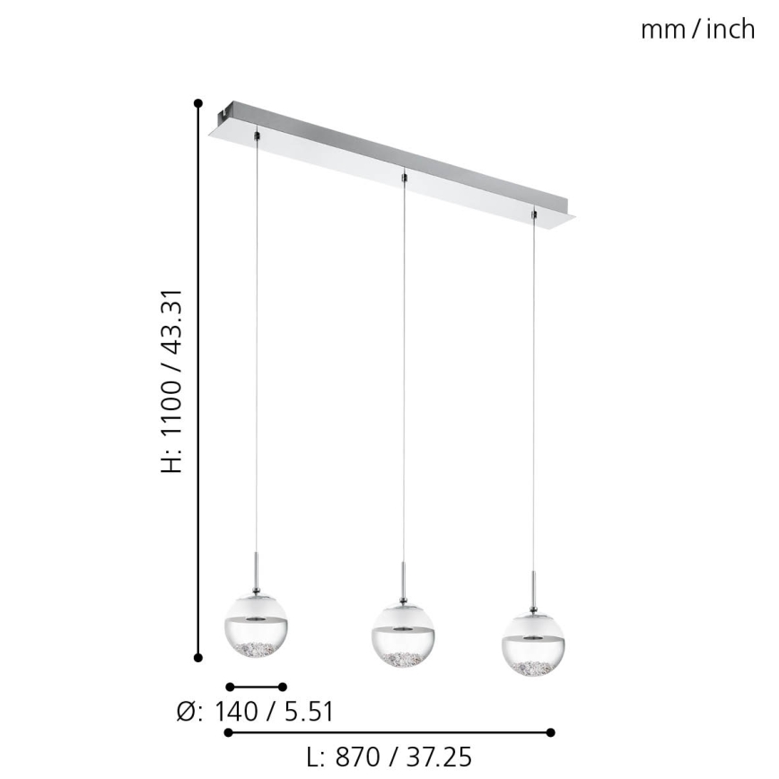 Eglo 93784 - LED piekarams gaismeklis MONTEFIO 1 3xLED/5W/230V