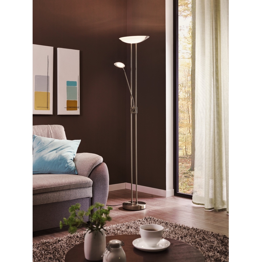 Eglo - LED Aptumšojama grīdas stāvlampa LED/20W + LED/2,5W matēts hroms