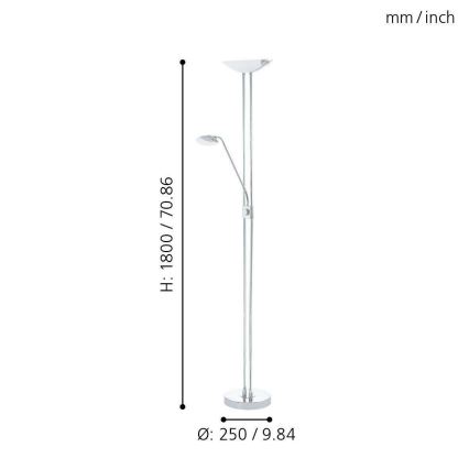 Eglo - LED Aptumšojama grīdas stāvlampa LED/20W + LED/2,5W spīdīgi hromēts
