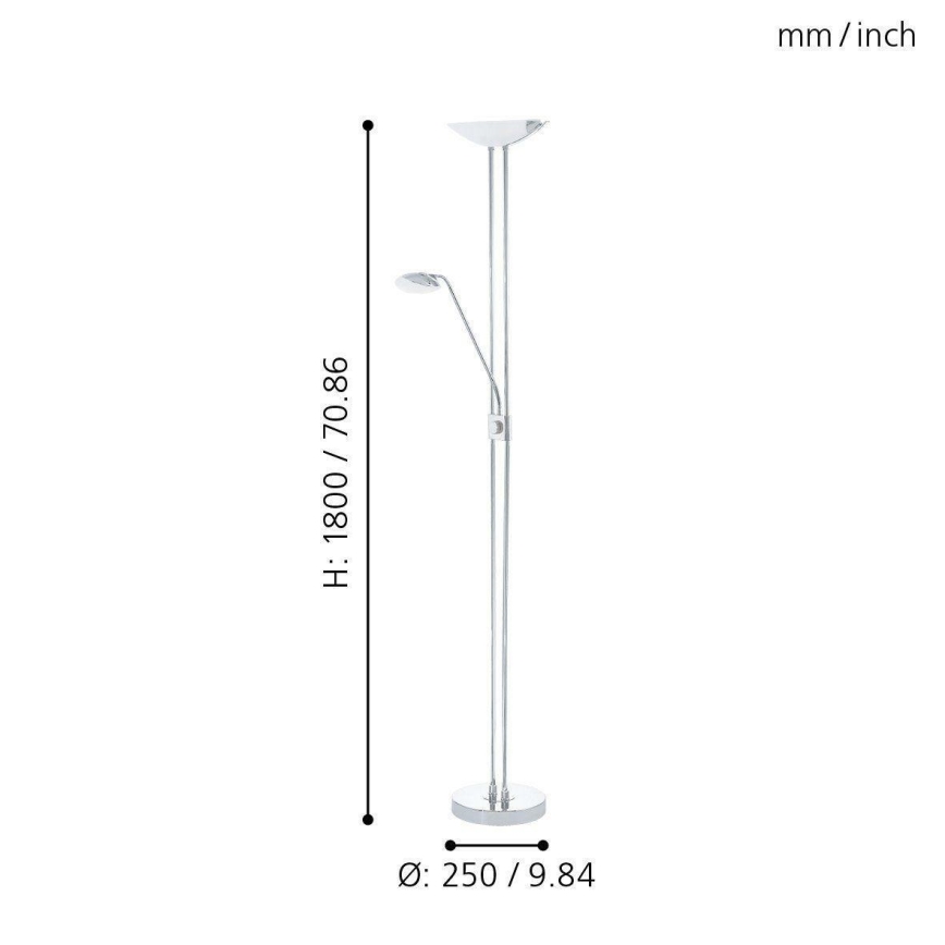 Eglo - LED Aptumšojama grīdas stāvlampa LED/20W + LED/2,5W spīdīgi hromēts