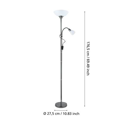 Eglo - Grīdas lampa 1xE27/60W/230V + 1xE14/25W/230V melna hroma