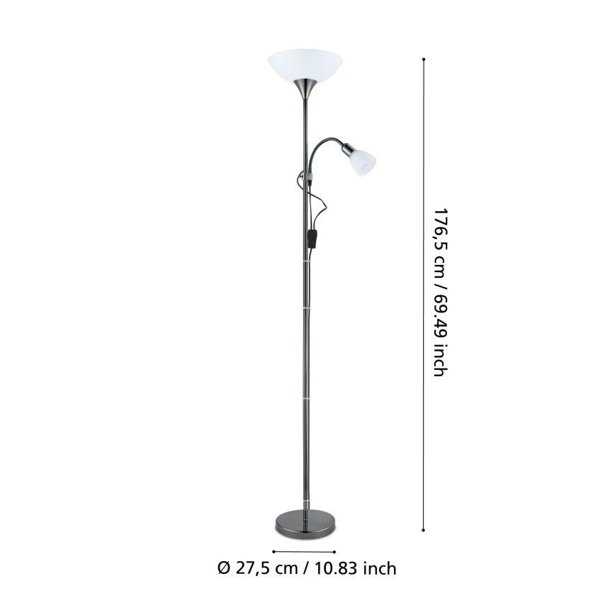 Eglo - Grīdas lampa 1xE27/60W/230V + 1xE14/25W/230V melna hroma