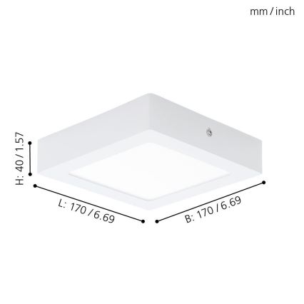 Eglo 94073 - LED Griestu gaismeklis FUEVA 1 LED/10.95W/230V