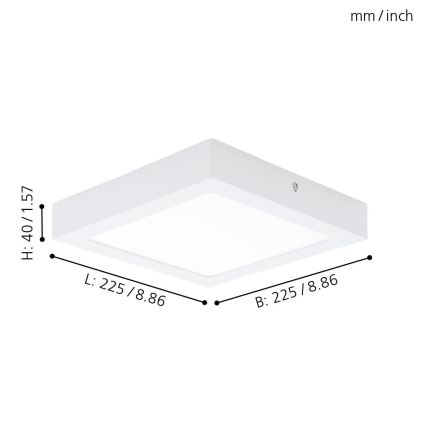 Eglo 94078 - LED griestu gaismeklis FUEVA 1 LED/16,44W/230V 22,5x22,5 cm