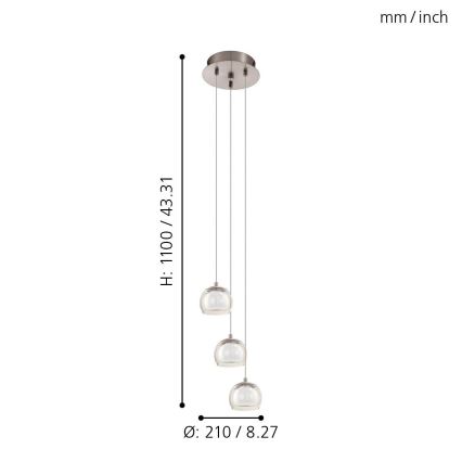 Eglo - LED piekarama lampa 3xLED/3.3W/230V